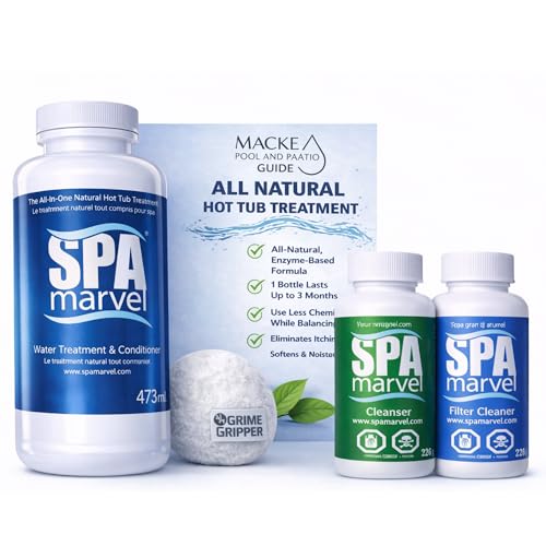Macke Pool & Patio Spa Marvel Treatment and Conditioner Spa Marvel Cleanser Spa Marvel Filter Cleaner Natural Solution hot tub Water Care System moisturizer Cleaner and Absorbent Sponge
