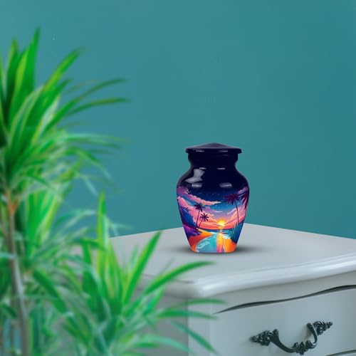 Image of Beach Urn - Ash Keepsakes for Human Ashes - 3 Inch - Pack of 1 - Miniture Urn for Mom & Dad - Burial Decorative Urns for Mom & Dad - Funeral Cremation Urns for Ashes