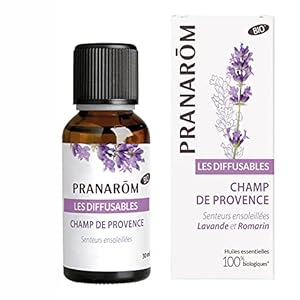 Pranarôm Parfum d’ambiance Bio Champ de Provence Huiles Essentielles pour Diffusion Lavande et Romarin Senteurs Ensoleillées 30 ml