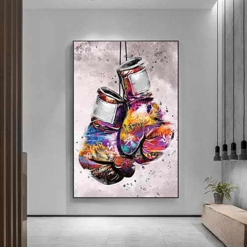 Peinture gants de boxe graffiti art pour une decoration murale moderne de salon urbain - 3