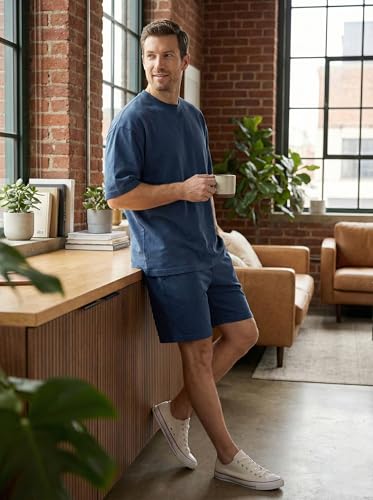 Image of Kvetoo Men Cotton T Shirt and Shorts Set Co Ord Set for Men Summer Casual Lounge Wear Gym Workout T Shirt Shorts Combo Half Sleeve Comfortable Cotton Outfit