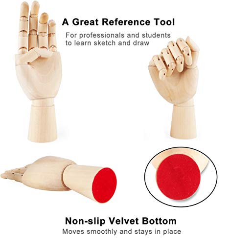 Art Wooden Hand, Youthful Wood Mannequin Hand Realistic Wooden Hand Model Posable Manikin Hand Figure - Opposable Sectioned Artist Hand Model Sculpture For Drawing Sketching Display (7" Left+Right) #TOP5