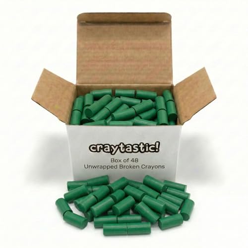 Craytastic! Bulk Unwrapped Crayons Pieces (Green) - Box of 144 Pieces = 48 Full Size for Crafting, Parties, Kids - Broken Crayons, Paperless - Safety Tested Compliant with ASTM D-4236