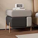 Comodino moderno a 3 cassetti con piano in pelle in legno massello comodino divisibile per camera da letto, soggiorno e ufficio, design elegante con gambe alte