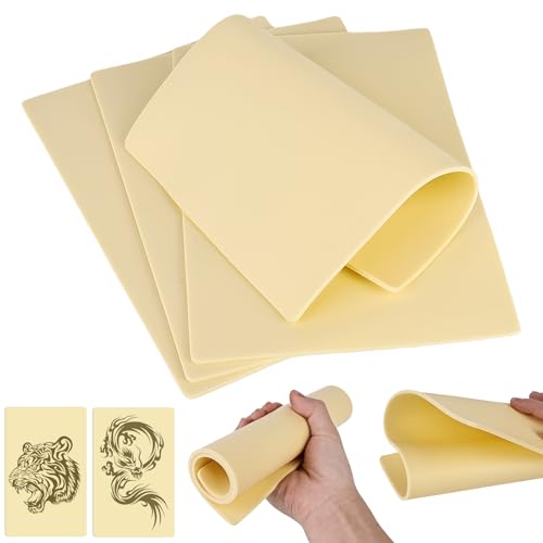 4 unidades de 30 x 20 cm de piel sintética tatuaje de 3 mm, piel de ejercicio para tatuaje, piel de ejercicio para tatuar, uso de doble cara, tatuaje, accesorios para tatuaje, piel sintética