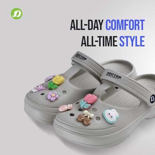 Image of DOCTOR EXTRA SOFT Women's Classic Charms Clogs /Sandals with Adjustable Back Strap for Adult | Comfortable & Light Weight | Stylish & Anti-Skid |Waterproof & Everyday Use Mules for Girls & Ladies D-511