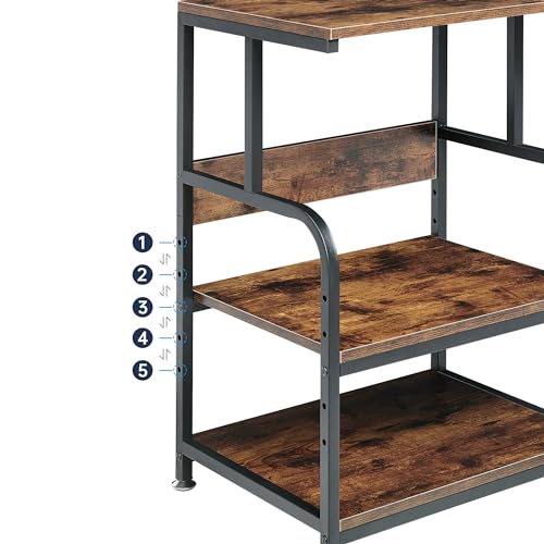 Fannova Printer Table Stand with Height Adjustable Shelf, 3 Tier Rolling Printer Cart with Wheels for Home Office Storage and Organization, Industrial Style - Thumbnail 6