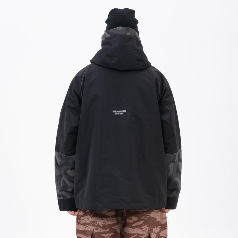 Snowshred Men's Camo Reflective Snow Jacket Waterproof Warm Ski Coat Hooded Snowboard Mountain Jacket for Winter Outdoor