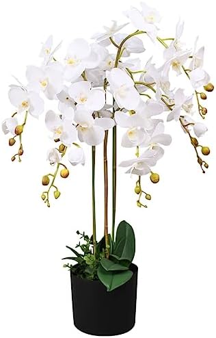 vidaXL Sztuczny storczyk z doniczką, 75 cm, biały