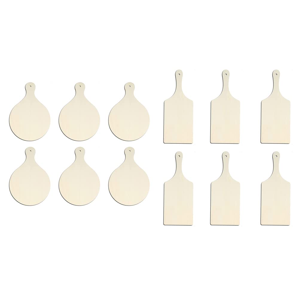 CTRLZS 12Pcs Mini Wooden Cutting Boards with Handle Wooden Cutting Board Unfinished Planks for Home Kitchen Cooking Decor