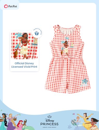 Image of Disney Princess Frozen Minnie Mouse Stitch Girls Romper With Pocket Sleeveless Jumpsuit One Piece Outfit For Toddlers & Kids