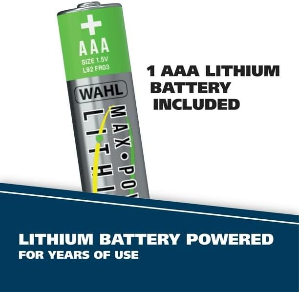 Micro Groomsman Men's Lithium Battery Powered Pen Trimmer, Black/Blue 5640-4701, Detachable Heads, Ear/Nose Trimmer Head