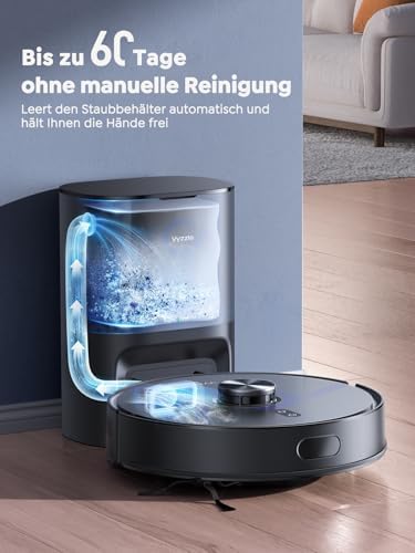 Bild 2 - Vyzzle Saugroboter mit Wischfunktion 5500 Pa, Saugroboter mit Absaugstation 3.5L, Staubsauger Roboter für Tierhaare Teppich Böden, APP Steuerung, Alexa & Google Assistant Sprachsteuerung