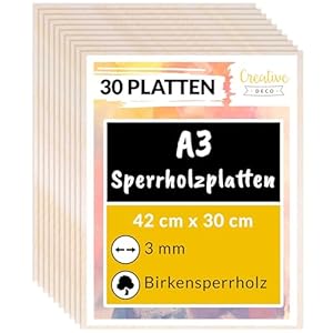 Creative Deco A3 Birkensperrholz 30er Pack