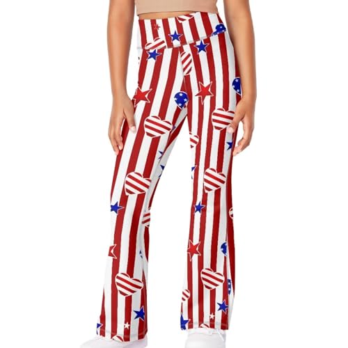 American Flag Girls Flared Leggings Stylish Star High-Waisted Yoga Pants 5-14 Years4