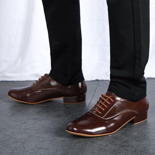 SWDZM Men's Leather Dance Shoes Standard Latin Ballroom Tango Modern Professional Practice Dance Shoes2