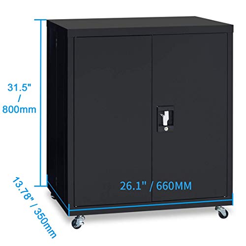 Greatmeet Metal Storage Cabinet With Wheels, Metal Cabinet With Adjustable Shelf, Locking Cabinet For Home Office,Black #TOP1