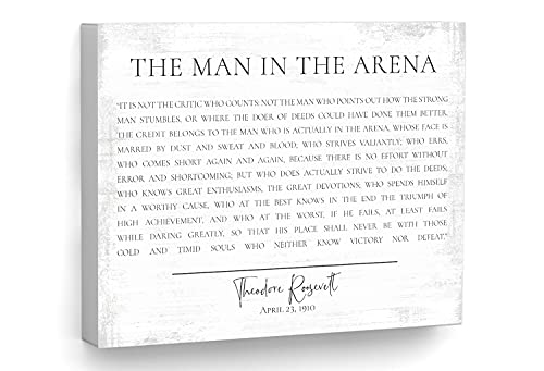 Pretty Perfect Studio - The Man in The Arena Sign - The Man in The Arena Framed - Theodore Roosevelt - Famous Teddy Speech Quotes Print Wall Art for Home & Office