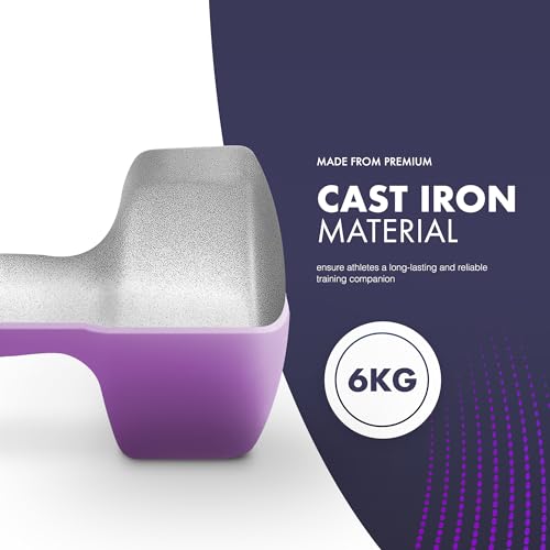 KAYMAN Neoprene Dumbbells Pair with Anti-Slip Grip,Hex Edges,Water-Resistant Surface & Workout Poster-Weight Set for Home, Gym & Fitness (1kg 2kg 3kg 4kg 5kg 6kg 8kg 10kg) (2 x 6 Kg) - Image 3