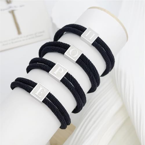 Pulsera inicial de cuerda para hombre acero inoxidable miniatura 4