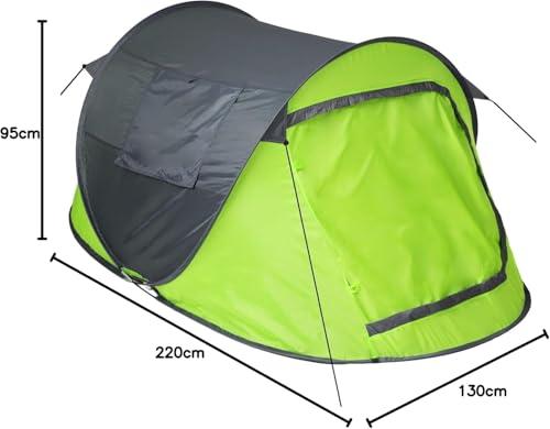 Tectake® Tenda Da Campeggio Popup, Tenda Da Spiaggia, Automontante, Protezione Uv, Impermeabile, Con Zanzariera, 215X117X98 Cm, Per 2 Persone, Apertura Rapida, Custodia, Picchetti - Grigio/Verde - 7