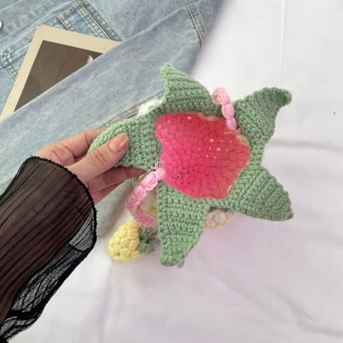 Image of Handmade Knitted Shoulder Bag Crochet Strawberry Purse for Women