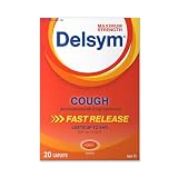 Delsym Maximum Strength Cough Suppressant, Over-the-Counter Medication for Cough, Fast Release Caplets with Dextromethorphan HBr, Cough Medicine for Adults Lasts Up to 8 Hours Day or Night, 20 Count