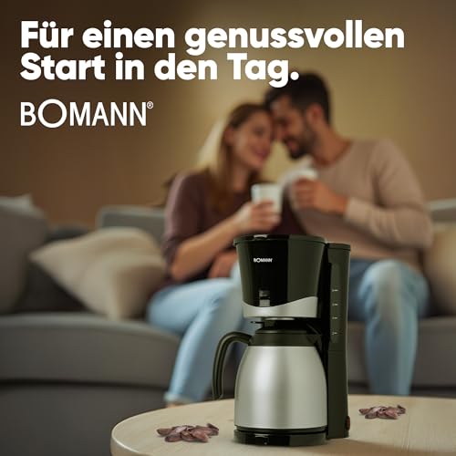 Bomann® Kaffeemaschine mit Thermoskanne | für 8-10 Tassen Kaffee | kein Temperaturverlust | Filterkaffeemaschine | 1 Liter | Coffee machine | Filterkaffeemaschine mit Thermoskanne | KA 168 schwarz