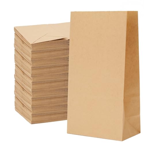 Homrelaxy 110 Pcs 4LB Brown Paper Lunch Bags, Disposable Kraft Paper Bag | 5.1x3.2x9.8 Inch, Fold Top Closure, For Sandwiches, Snacks, Lunches, Crafts, Gift Bags and Takeout