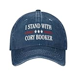 Vcbnkoi I Stand with Cory Booker Hat Adjustable Hats Casual Trucker Hats Baseball Cap for Men Women Navy Blue