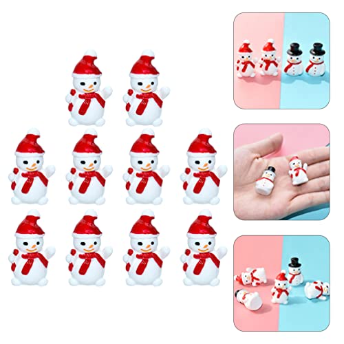 Toddmomy 10Pcs Christmas Micro Landscape Ornament,Christmas Mini Resin Snowman Figurines With Top Hat For Xmas Home Party Cake Toppers Decor,Red #TOP7