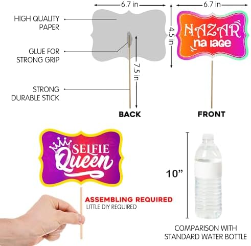 Zyozique 15 Pcs Indian Kitty Party Photobooth Props - Indian Celebrations, Punjabi, Bollywood, Desi