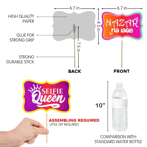 Zyozique 15 Pcs Indian Kitty Party Photobooth Props - Indian Celebrations, Punjabi, Bollywood, Desi