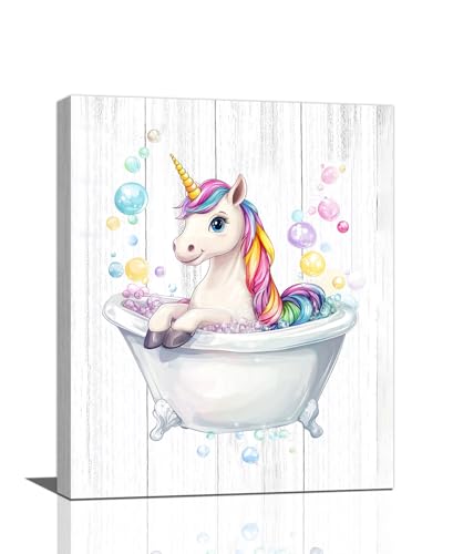Trulave Farmhouse Unicorn Bathroom Wall Art Rustic Canvas Wall Decor 20x16