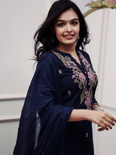 Image of piludi Embroidered Designer Kurta Set for Women | Kurta Pant with Dupatta | Lightweight, Soft and Comfortable Outfit Designed for a Clean and Modern Everyday Look
