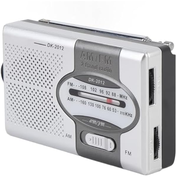 Портативное AM FM радио - компактное карманное транзисторное радио с динамиком разъемом для наушников работающее от батареек для путешествий прогулок новостей и музыки серебристо-серый