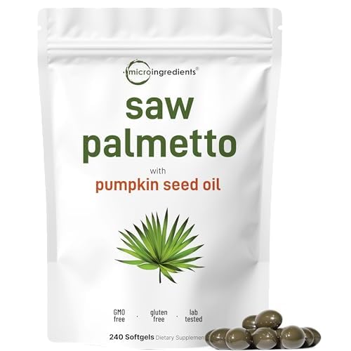 Micro Ingredients Saw Palmetto with Pumpkin Seed Oil, 240 Softgels | Cold Pressed Extract | Essential Fatty Acids & Phytosterols | Duo Action Support for Hair, Urinary, Bladder, & Prostate H