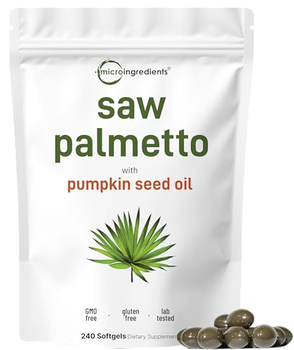 Micro Ingredients Saw Palmetto with Pumpkin Seed Oil for Men 240 Softgels| Cold-Pressed Extract | Virgin Oil Formula | Rich in Essential Fatty Acids & Phytosterols | Non-GMO Gluten & Soy Free