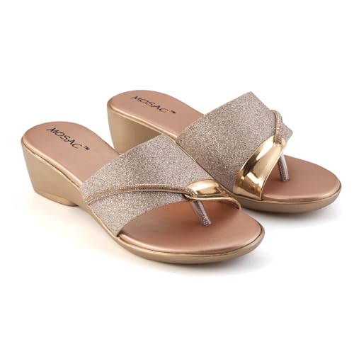 Image of MOSAC Women's Party-Wear Designer Wedding Slip-On Casual Wedge Fashion Wedding Sandal
