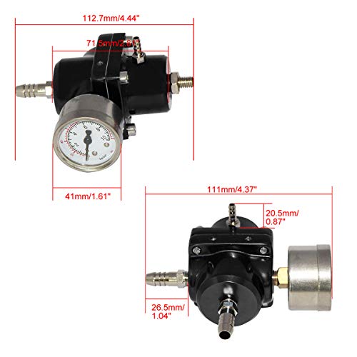 Universal Adjustable Fuel Pressure Regulator Kit with 0-140 PSI Gauge Aluminum Gas Oil Injection Pressure Regulator by Partschoice - Used condition - Image 5