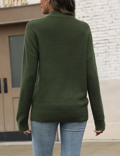 VIMPUNEC Womens 2025 Fall Quarter Zip Pullover Sweater Waffle Knit Mock Neck Tops Long Sleeve Casual Outfits2