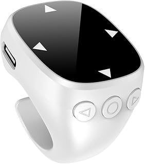 环形鼠标 Bluetooth 5.3 无线 手指鼠标 多点触控鼠标 便携式 迷你 蓝牙 10m操作/视频操作/页页/远程拍摄 智能手机/平板电脑用 白色