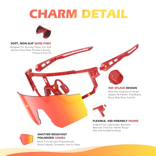 Image of Fanshen Youth Baseball Sunglasses for Kids - Polarized Sunglasses Softball Cycling for Boys Girls Ages 3-12 UV Protection