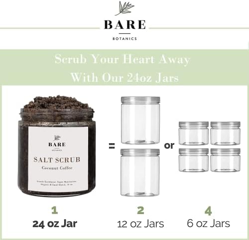 Bare Botanics 24oz Coconut Coffee Body Scrub  Gentle Exfoliator & Super Moisturizer | Includes a Wooden Spoon | All Natural, No Synthetic Fragrances, No Nut Oils, Ready to Gift