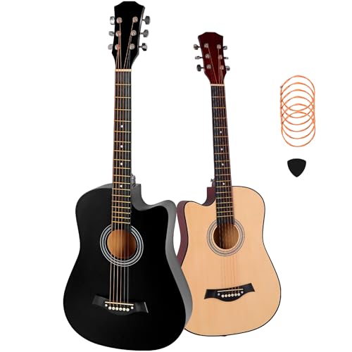 HOLTTER Violão Clássico Acústico para Iniciantes Destros Seis Cordas de Aço Acabamento Fosco Violão Tradicional Seis Cordas (Preto)