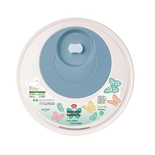 Snips , Centrifuga Scola Insalata, Madame Butterfly,4 LT, Bianco e Azzurro, Made in Italy - Immagine 5