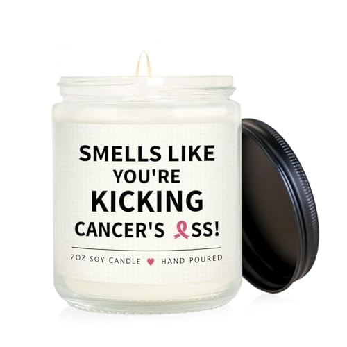 SteadStyle Breast Cancer Gifts for Woman, Funny Chemotherapy Must Haves Lavender Scented Candle, Get Well Soon Fighting Cancer Gifts, Send Love and Strength
