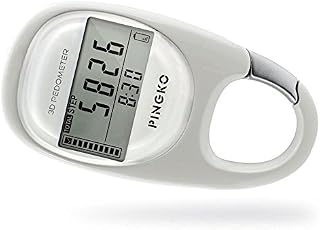 PINGKO 3D Carabiner Walking Pedometer Best Activity Fitness Tracker-White