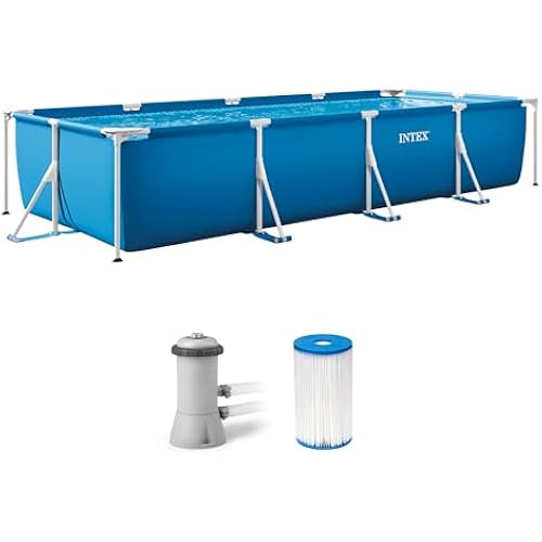 INTEX Metal Frame 14ft 9in x 7ft 3in x 33in Above Ground Pool Set w/Pump