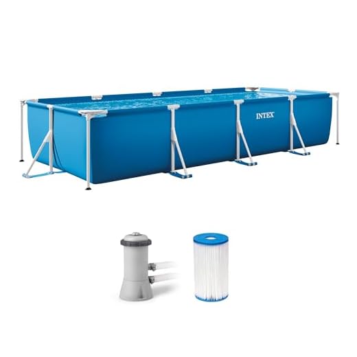 Intex 28279EH 14ft x 33in Puncture Resistant Rectangular Frame Above Ground Backyard Outdoor Swimming Pool with 530 Gallon Filter